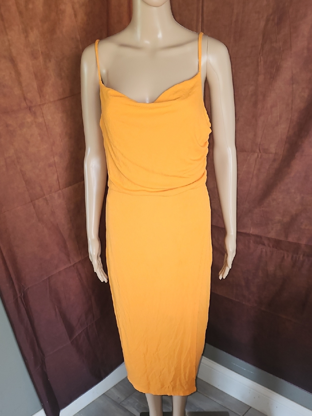 Laundry By Shelli Segal Spaghetti Strap Cowl Midi Dress